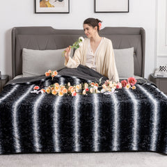 Electric Heated Blanket Flower Pattern Black & White