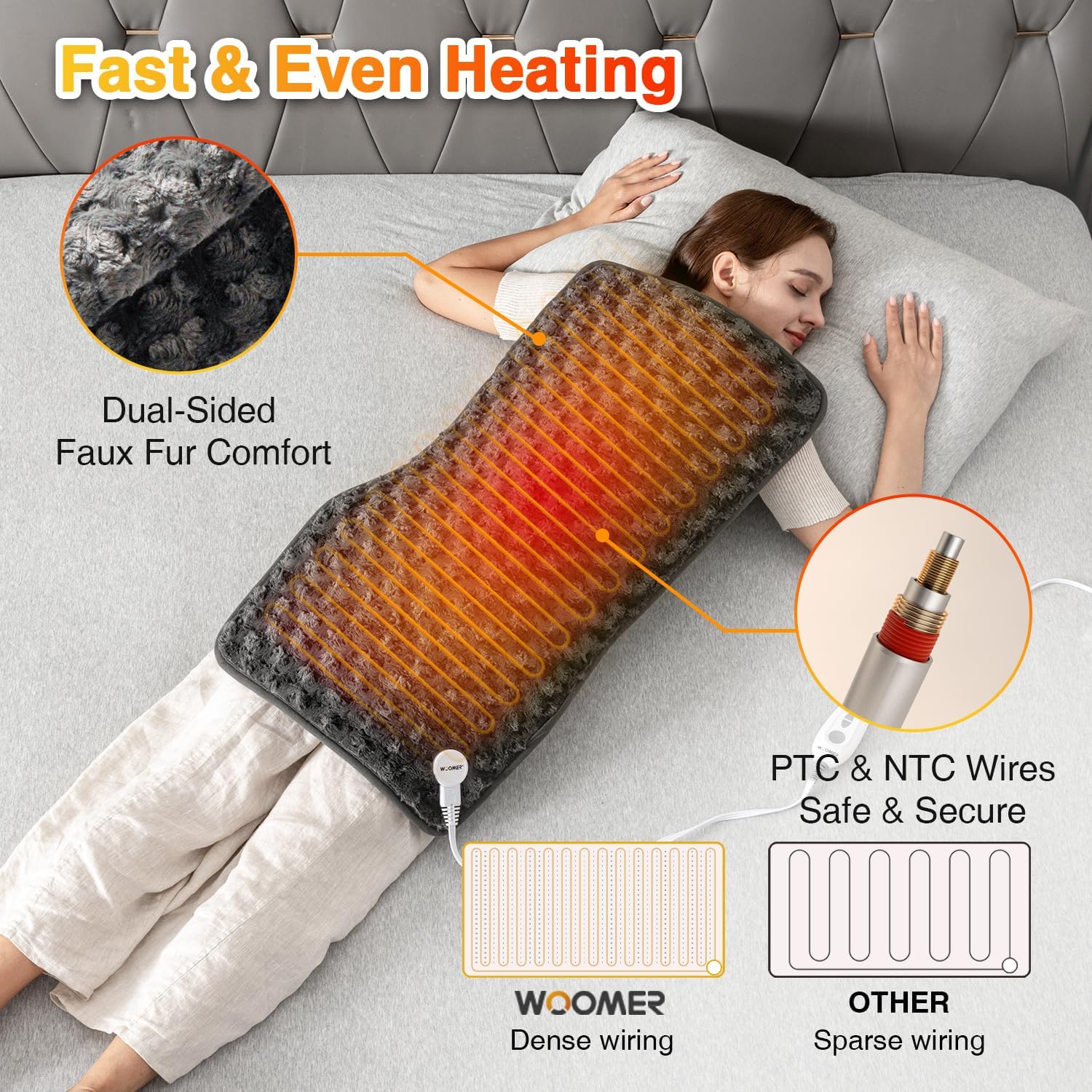 Rose-dark Grey Heating Pad