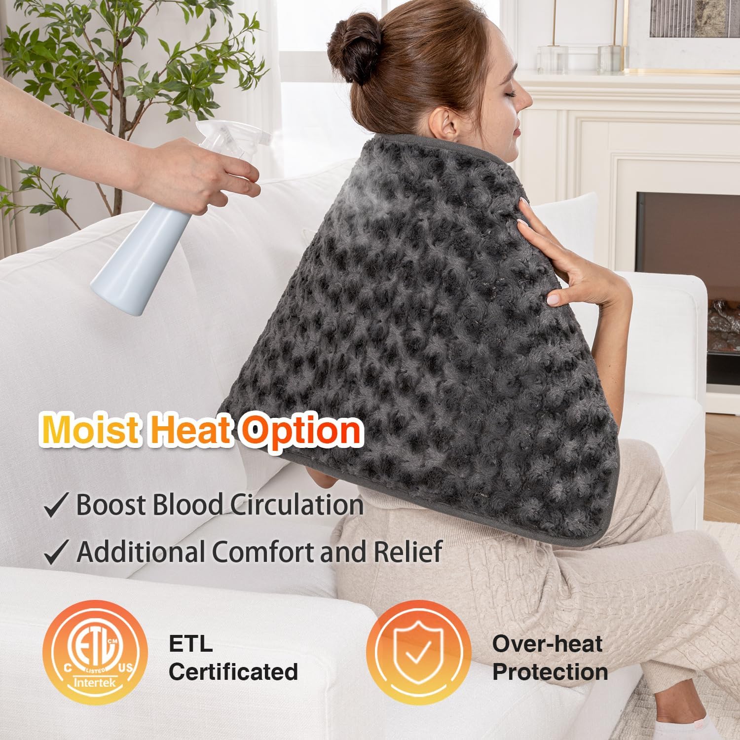 Rose-dark Grey Heating Pad