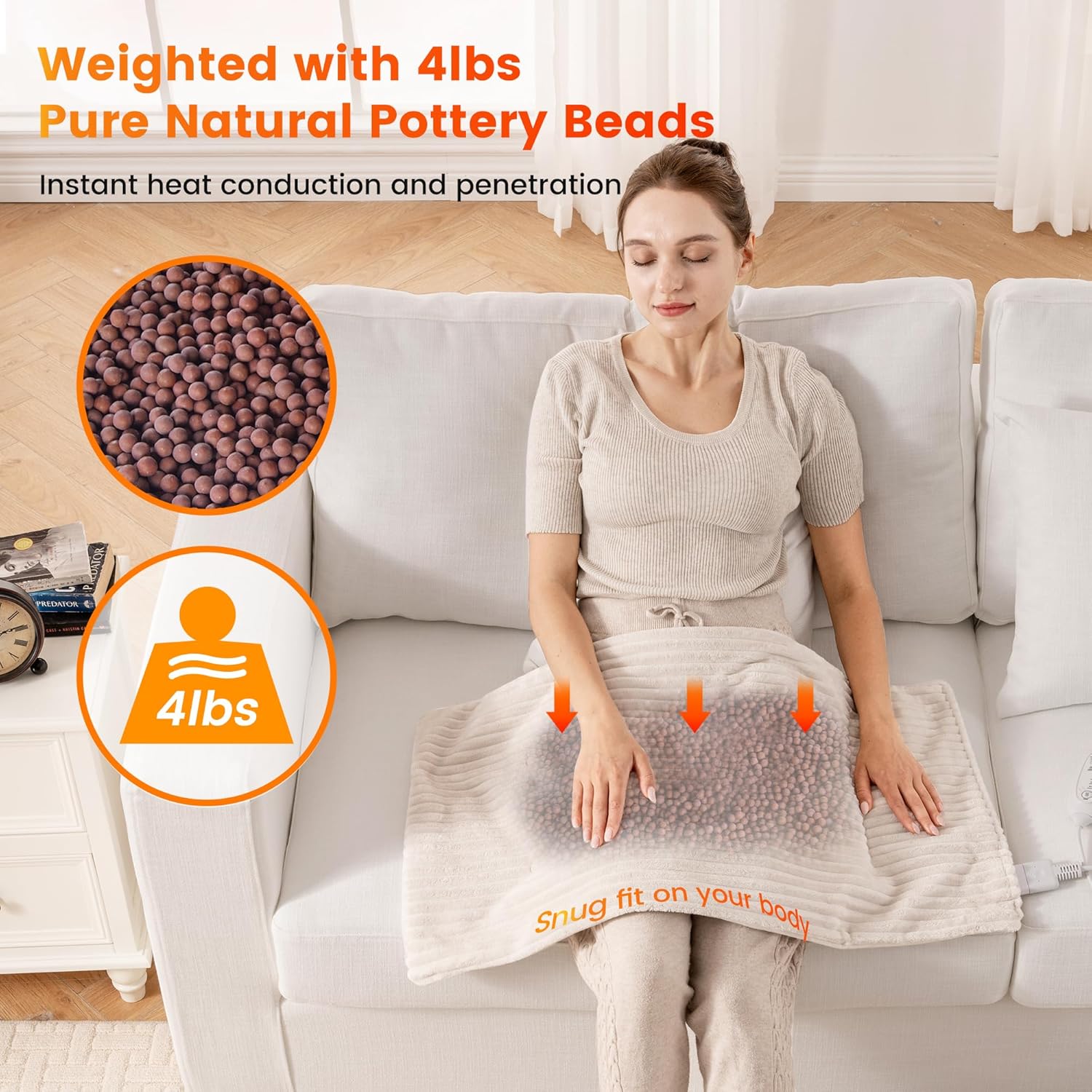 White Weighted Massage Heating Pad