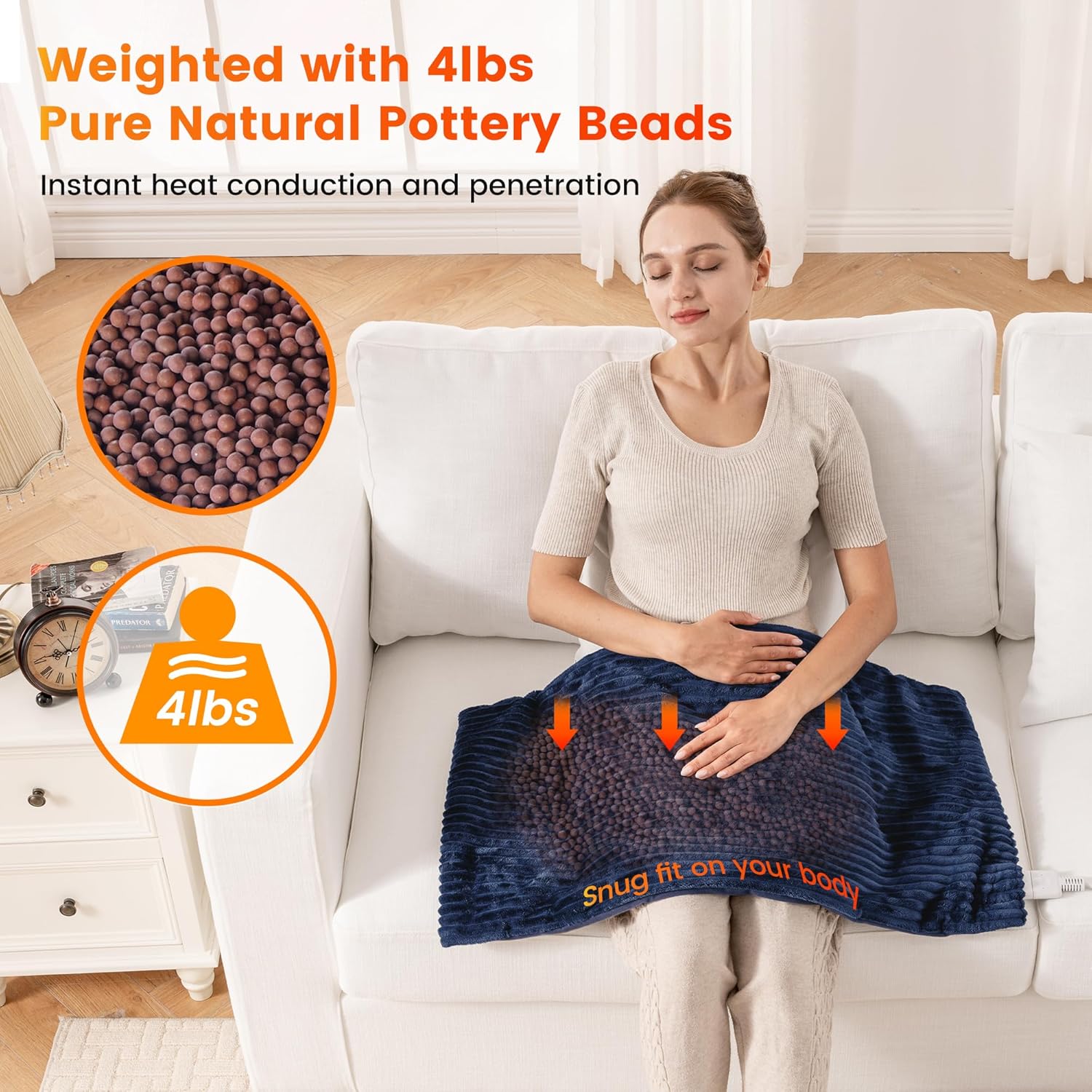 Blue Weighted Massage Heating Pad