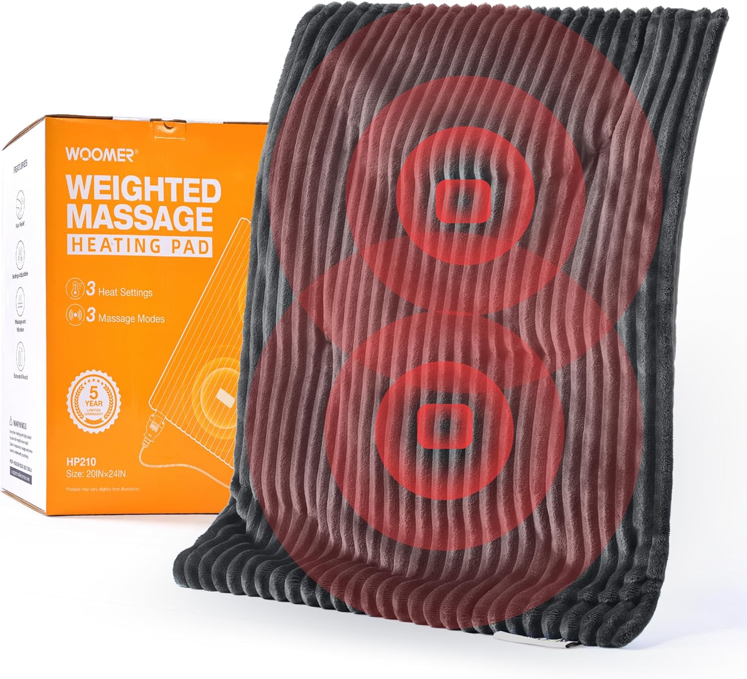 Grey Weighted Massage Heating Pad