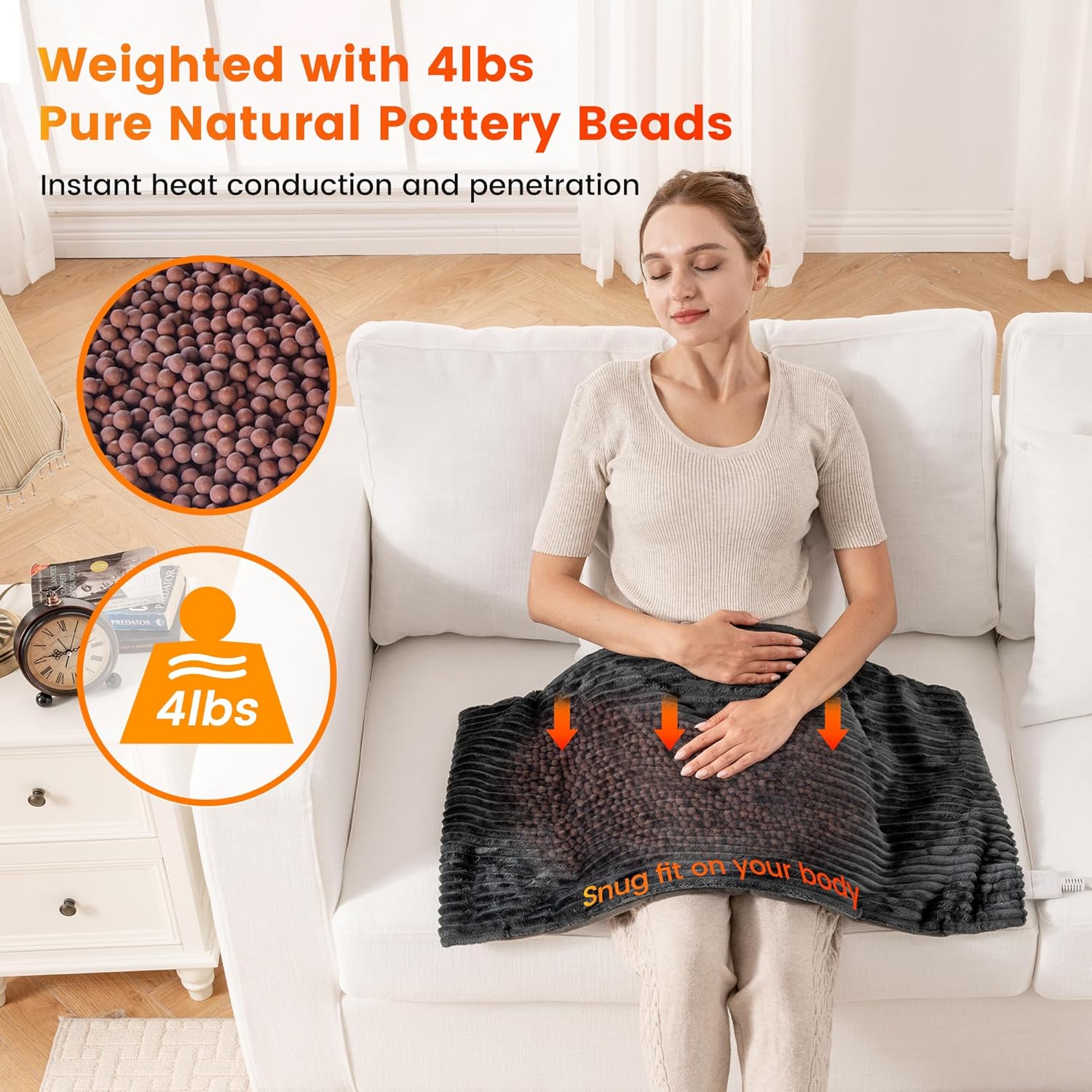 Grey Weighted Massage Heating Pad