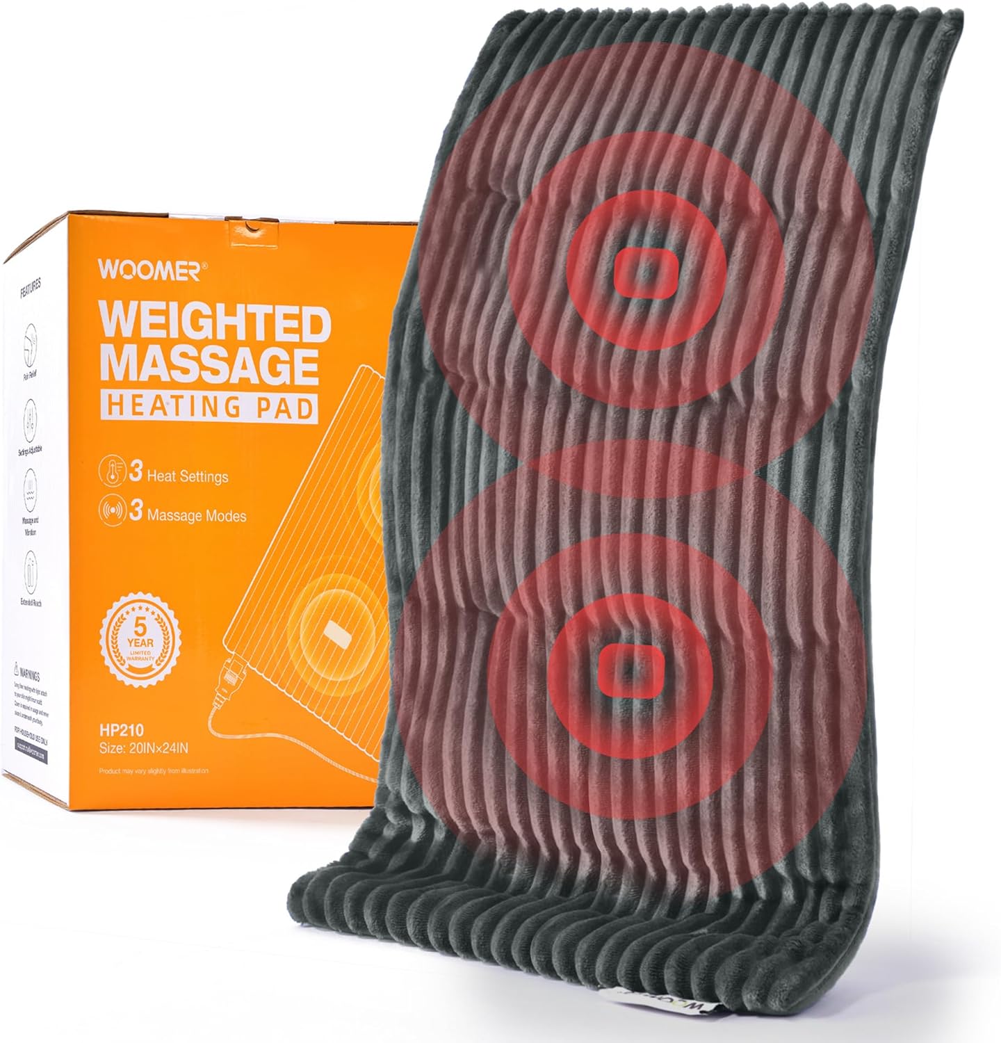 Grey Weighted Massage Heating Pad