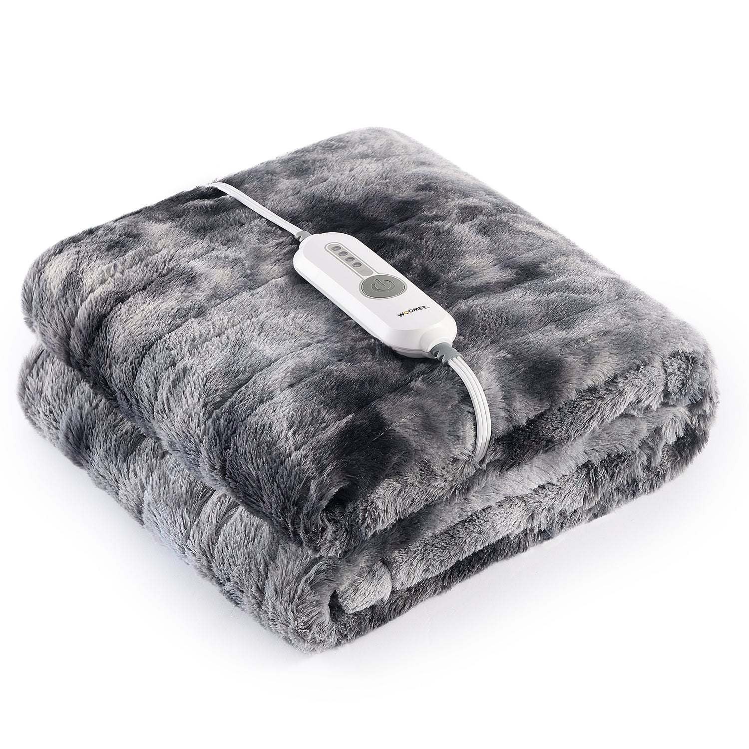 Marble Grey Soft Faux Fur Heated Throw