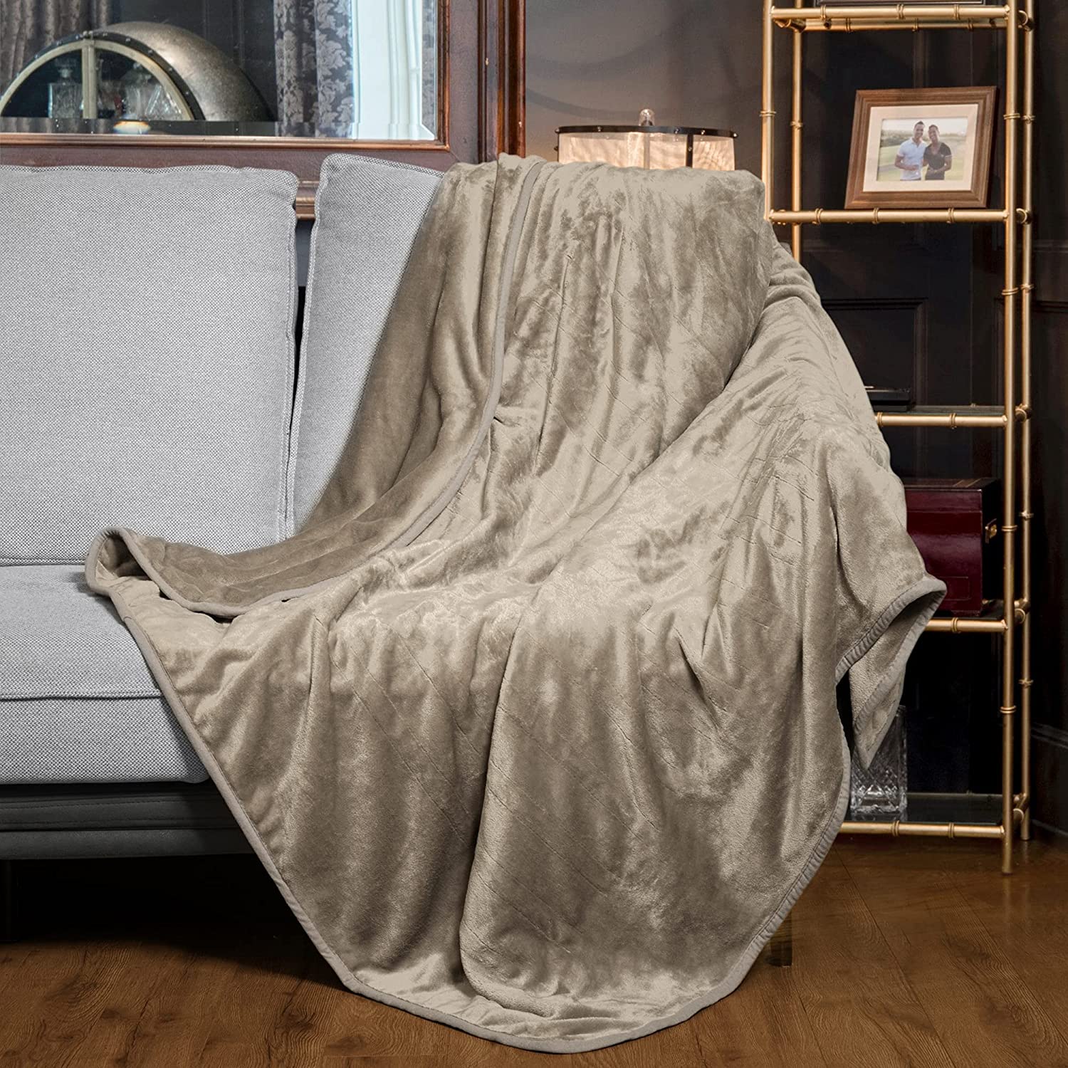 Taupe Soft Flannel Electric Heating Throw