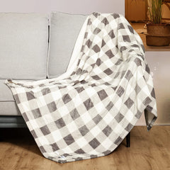 Electric Heating Throw - Gray White Plaid