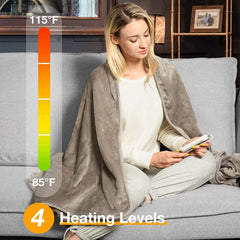 Electric Heating Throw with Foot Pocket - Taupe