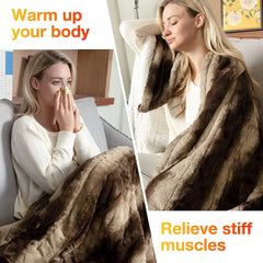 Chocolate Soft Faux Fur& Sherpa Electric Heating Throw