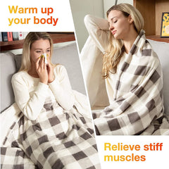 Electric Heating Throw - Gray White Plaid