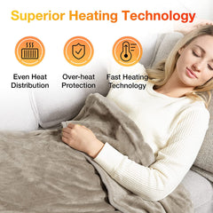 Electric Heating Throw with Foot Pocket - Taupe