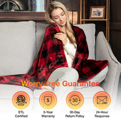 Electric Heating Throw - Red Black Plaid