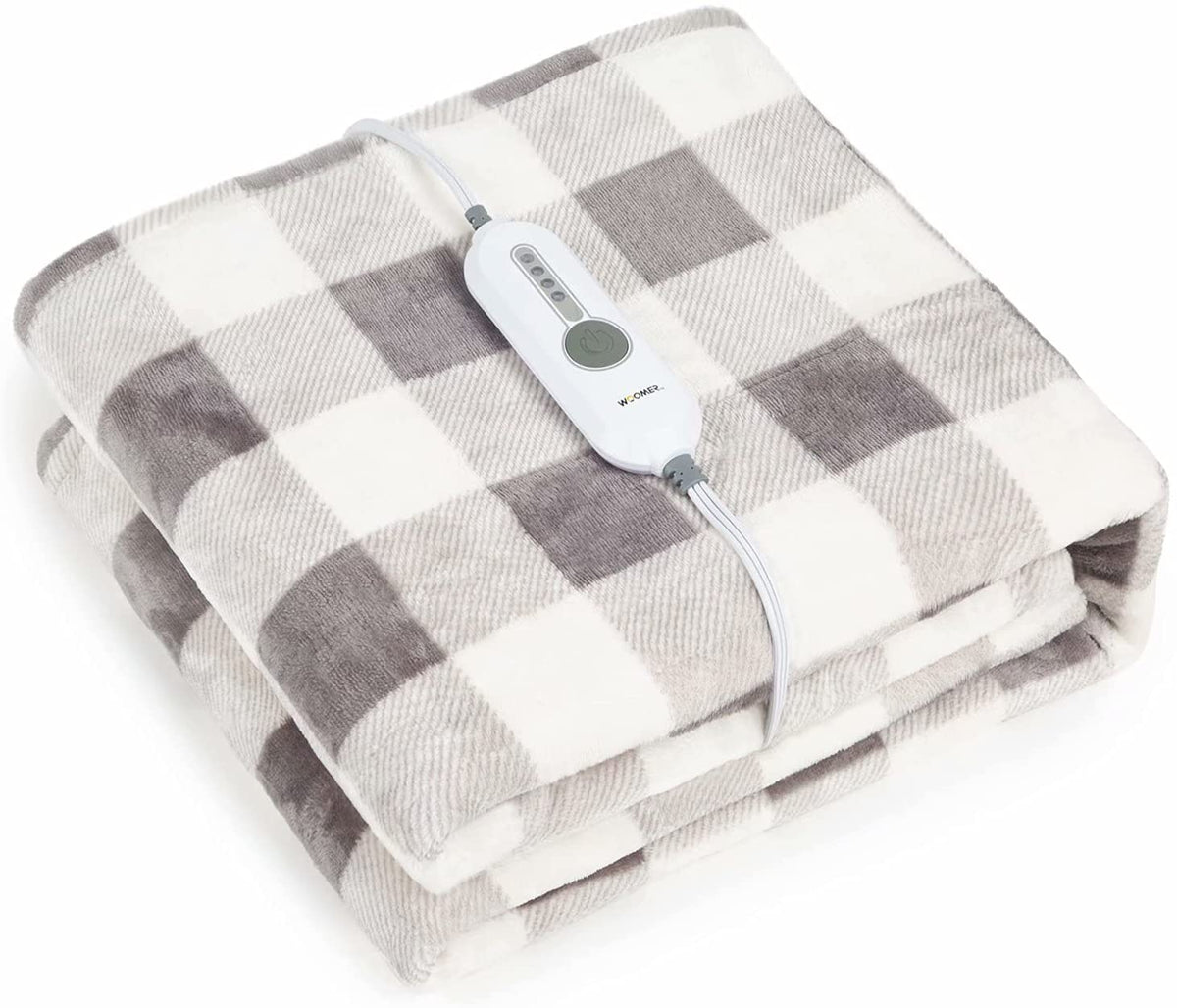 Electric Heating Throw - Gray White Plaid