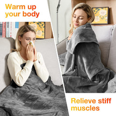 Electric Heating Throw with Foot Pocket - Gray