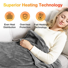 Electric Heating Throw with Foot Pocket - Gray