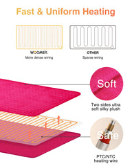 Electric heating pad - Magenta 17"x 33"