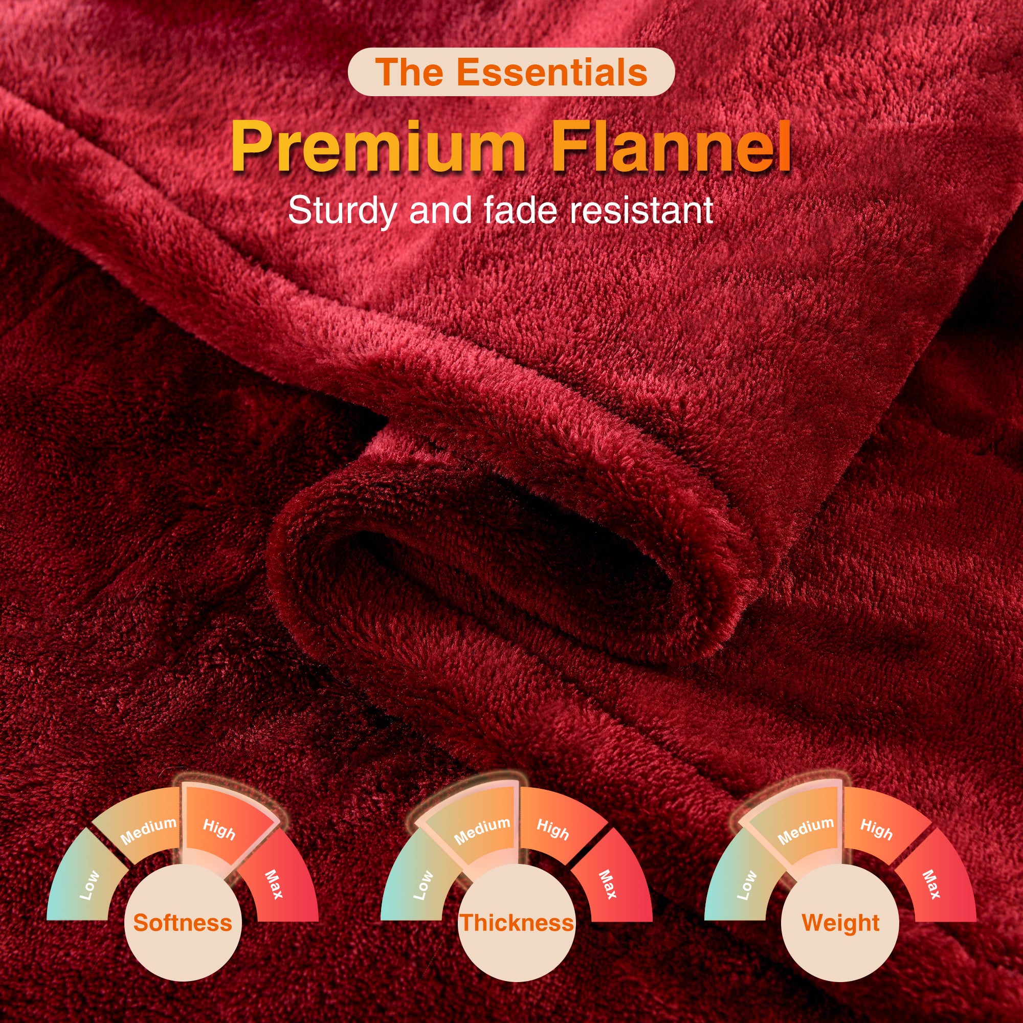 Burgundy Soft Flannel Electric Heating Throw