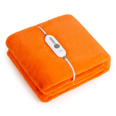 Orange Soft Faux Fur Electric Heating Throw