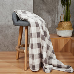 Electric Heating Throw - Gray White Plaid