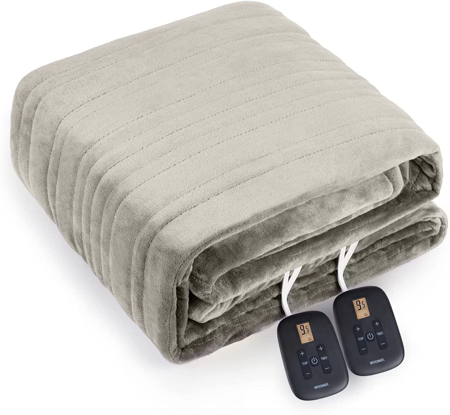 Electric Heating Blanket - Flannel Sherpa - Taupe - 84"x 90"