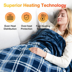 Electric Heating Throw - Blue White