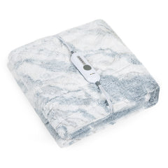 Marble Blue Soft Faux Fur& Sherpa Electric Heating Throw