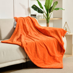 Electric Heating Throw - Faux Rabbit Fur - Orange