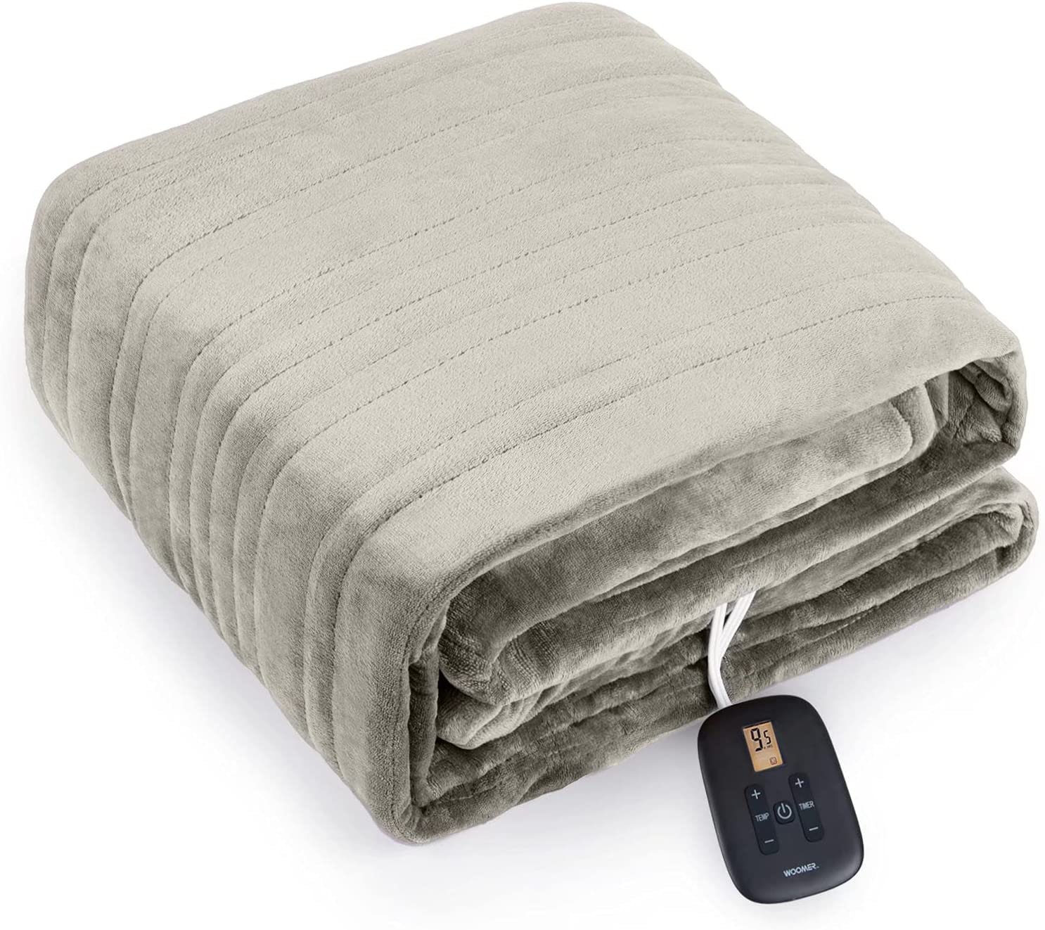 Electric Heating Blanket - Flannel Sherpa - Taupe - 77"x 84"